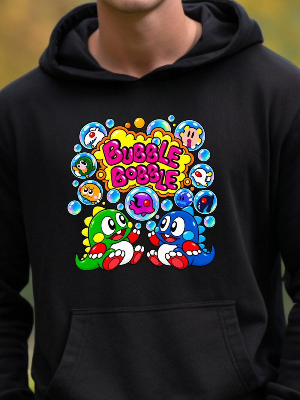 Bubble Bobble HOODIE Graphic Sweatshirt Unisex Retro 80s Video Game Arcade Lover